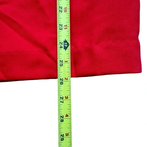 Banana Republic Red Straight Pencil Belted Skirt Ruffle Pockets Size 12 - Picture 4 of 9